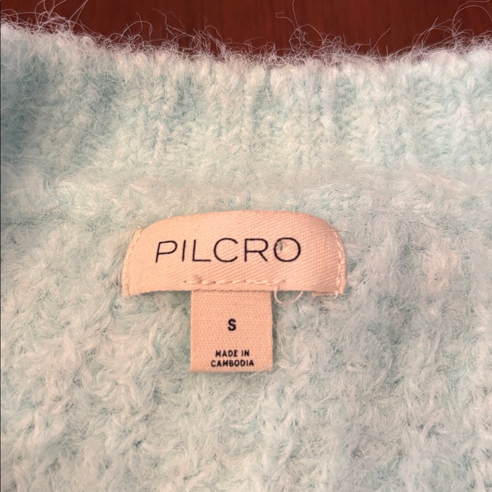 Anthropologie Pilcro The Blake Slouchy Sleeve Crewneck Sweater S Blue Dolman Rib - Picture 7 of 9